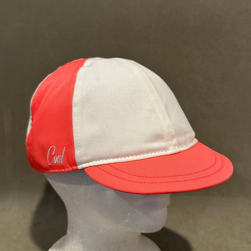 Coal Headwear Cycling Cap White Neon Coral Pink Elastic Back Hat NWT‎